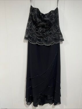 Obsessions Couture VTG Beaded Strapless Evening Dress 14 wedding guest formal
